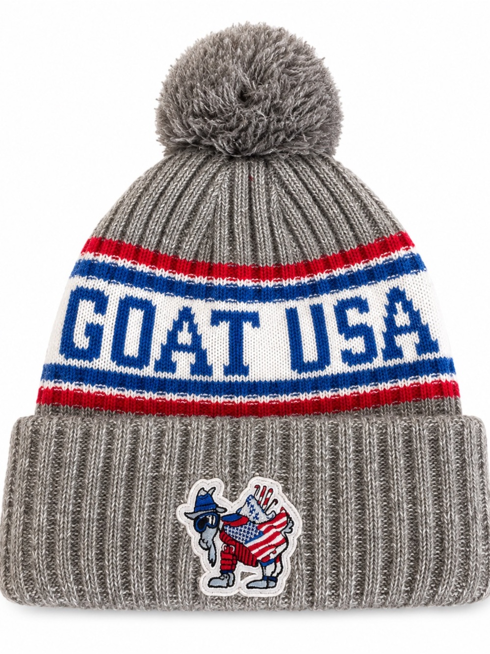 GOAT USA Grey Knit Pom Pom Beanie for Kids